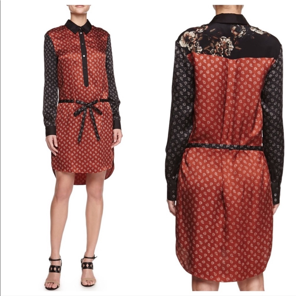 Jason Wu 100% Silk Printed Shirt Dress